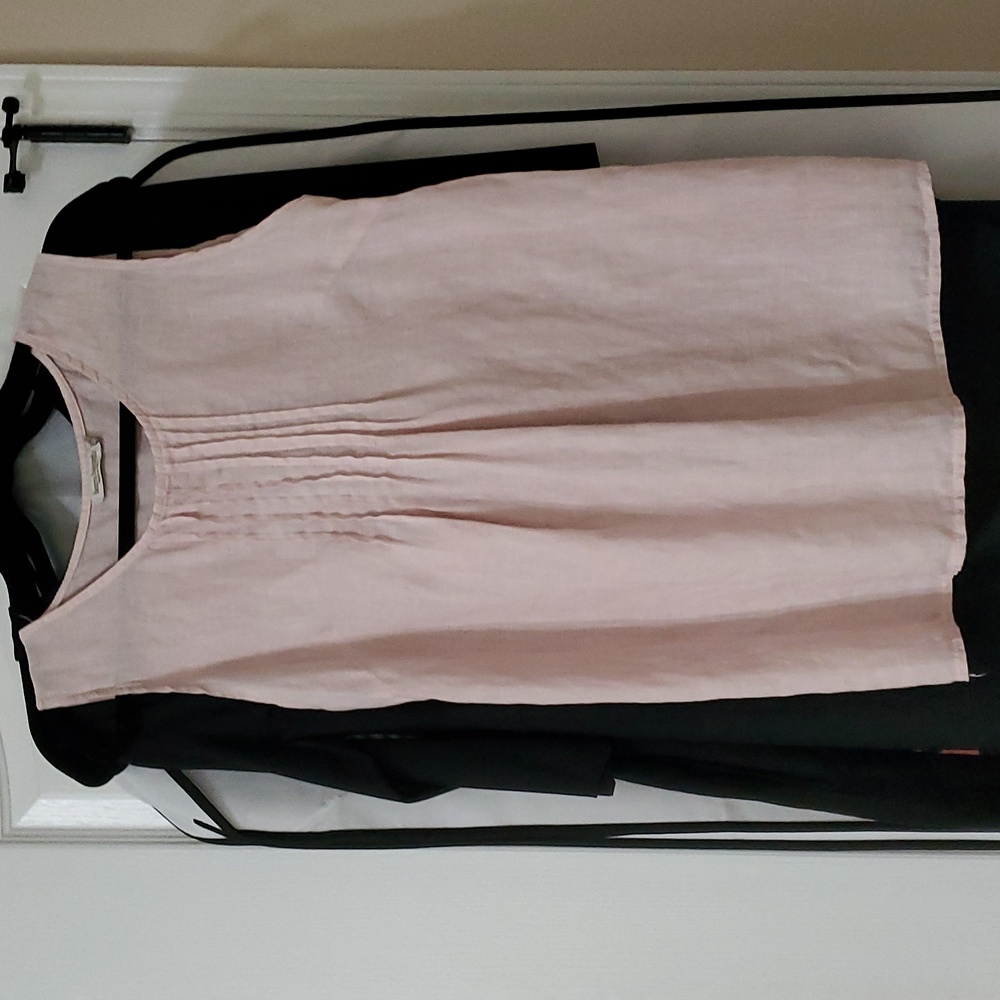 Laura Bianchi Linen Pastel Light Pink Lagen Slouchy Blouse Size Large